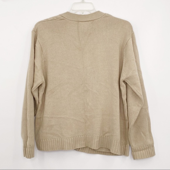 Vintage 90's Chelsea Way Cable Knit Tan Cardigan w Gold Tone Buttons Sz 1X - Picture 2 of 7